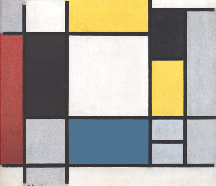 Composition with Yellow, Red, Black. Blue and Gray, 1920, Piet Mondrian Neoplasticism