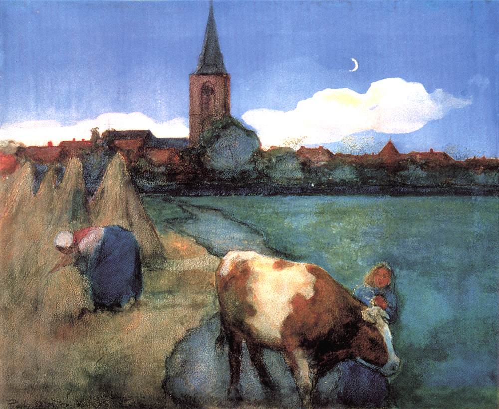 Farm Scene with St. Jakob's Church, 1899, Piet Mondrian