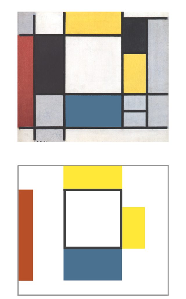 Composition with Yellow, Red, Black, Blue and Gray, 1920, Piet Mondrian, with Diagram