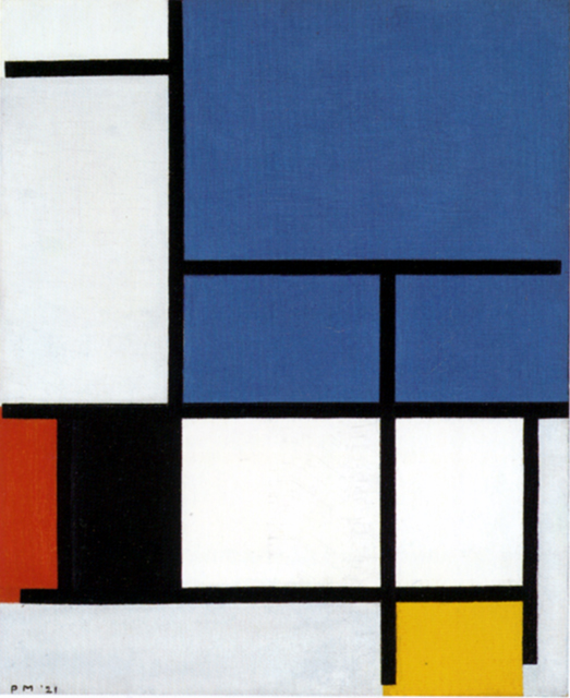Composition with Large Blue Plane, Red, Black, Yellow and Gray, 1921, Piet Mondrian
