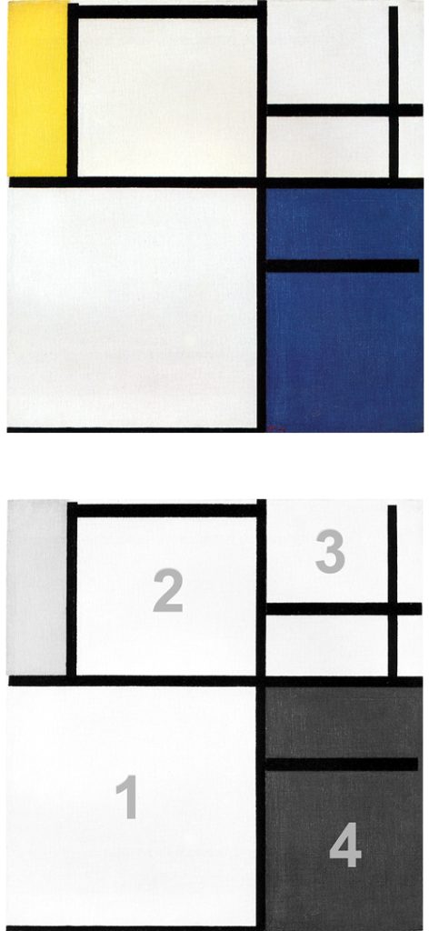 Composition with Yellow, Blue and Blue White, 1922, Piet Mondrian, with Diagram