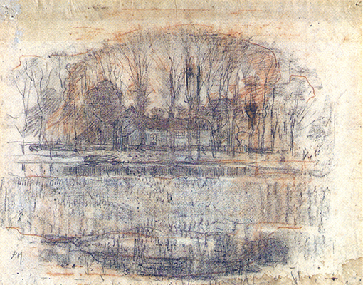 Naturalism: Geinrust Farm, Compositional Study, 1906,
Sanguine and Pastel on Paper, cm. 47,5 x 65