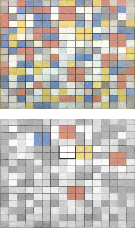 Checkerboard Composition with Light Colors, 1919, Piet Mondrian with Diagram A
