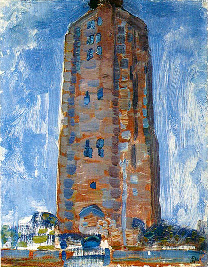Lighthouse at Westkapelle in Brown, 1909, Piet Mondrian